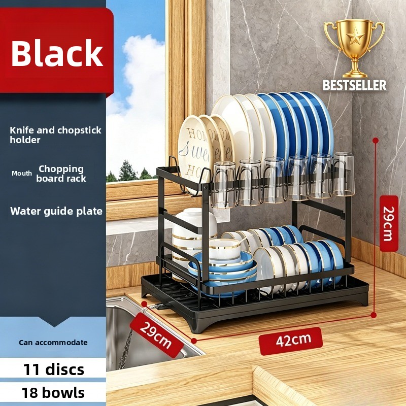 Commercial Kitchen Floor Drain - رف تجفيف أطباق مزدوج الطبقات ذو