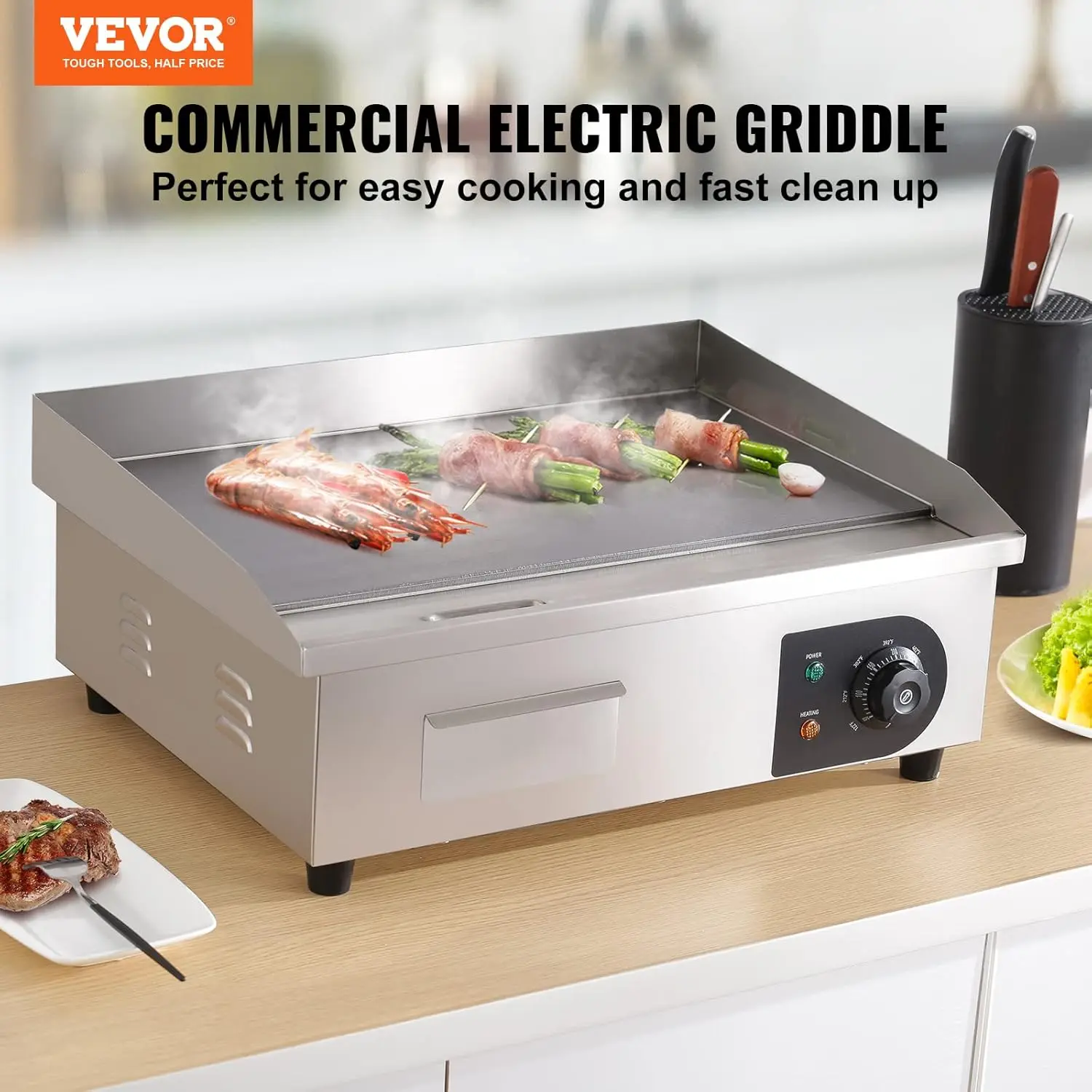 شواية كهربائية تجارية مقاس 22  - مراجعة Electric Griddle Flat Top وسعره