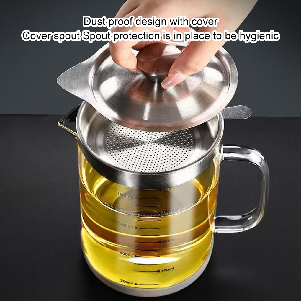 1L/1.5L فلتر زيت زجاجي المطبخ  - مراجعة Commercial Kitchen Oil Filter وسعره
