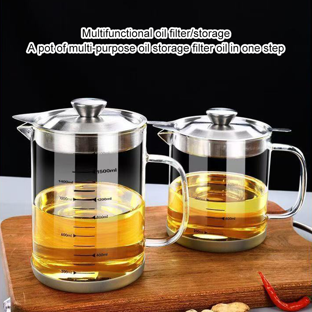 1L/1.5L فلتر زيت زجاجي المطبخ  - مراجعة Commercial Kitchen Oil Filter وسعره