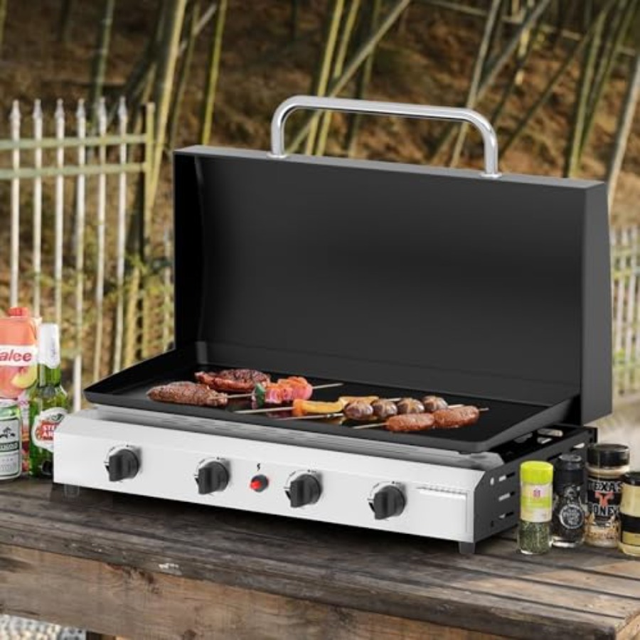 شواية غاز محمولة بـ 4 شعلات مع - مراجعة Electric Griddle Flat Top وسعره