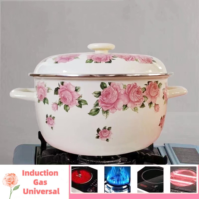 قدر المينا مزدوجة الأذن مع غطا - مراجعة Soup Kettle Warmer وسعره