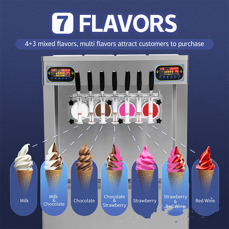 ماكينة آيس كريم تجارية بـ7 نكه - مراجعة Soft Serve Ice Cream Machine وسعره